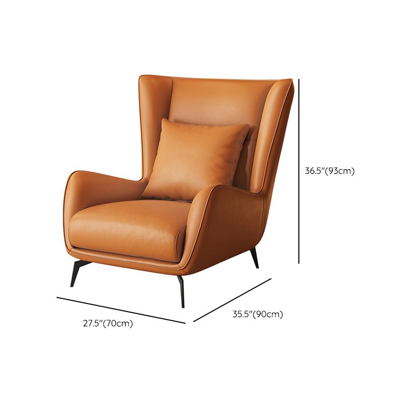 Mid-Century Modern Wingback Chair Orange Bonded Leather Wingback Chair Clearhalo 'Accent Chairs' 'accent_chairs' 'Chairs & Seating' 'furn' 'furn_accent_chairs' 'Furniture' 'Living Room Furniture' 1200x1200_481d1978-e0ea-4d64-8213-066be6d57410