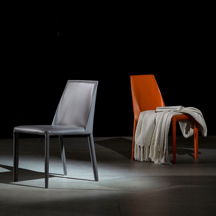 Modern Parsons Side Chair Matte Finish Leather Curved Armless Chair Clearhalo ' kitchen&dining_furn' 'Dining Chairs' 'Dining Tables & Seating' 'dining_chair' 'Furniture' 'furniture_dining_chair' 'Kitchen & Dining Furniture' 'kitchen' 1200x1200_481d19fc-4f2f-42cd-8832-af4d4dac6155