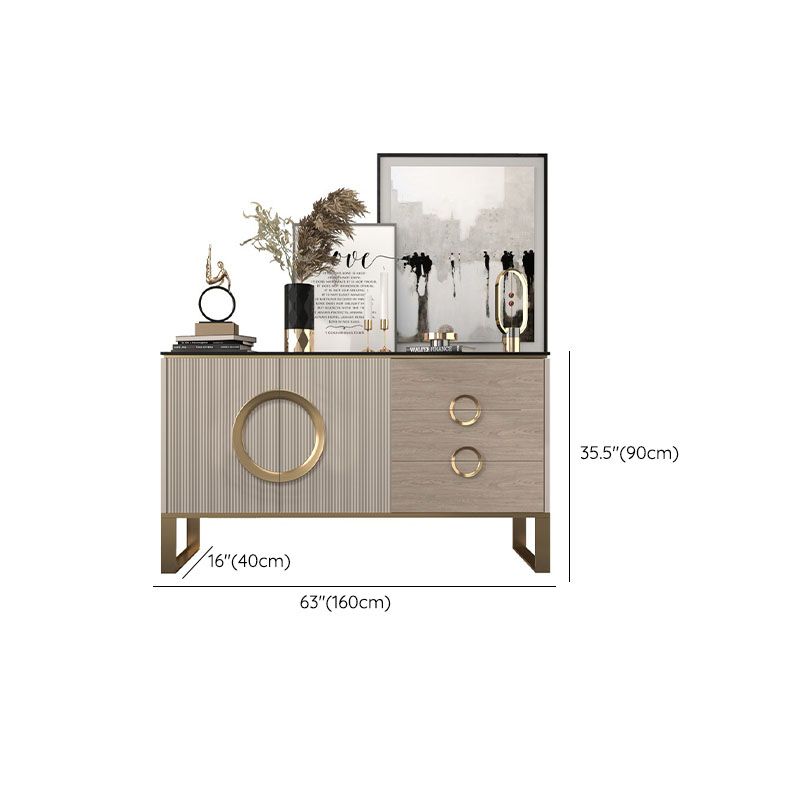 Sideboard in metallo a buffet in pietra in stile glam con 3 disegni