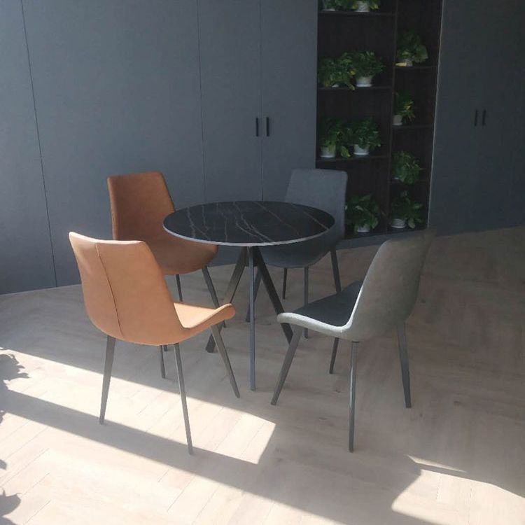 Contemporary Round Shape Standard Dining Table Sintered Stone Dining Table for Kitchen Clearhalo ' dining_table' 'Dining Tables & Seating' 'Dining Tables' 'furn' 'furn_dining_table' 'Furniture' 'furniture_dining_table' 'Kitchen & Dining Furniture' 'kitchen&dining_furn' 'kitchen' 'kitchen_dining_table' 1200x1200_481ed2fc-1b24-4b8b-998b-82f226b57125