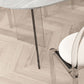 Mesa moderna de forma irregular, mesa de piedra sinterizada con pedestal doble