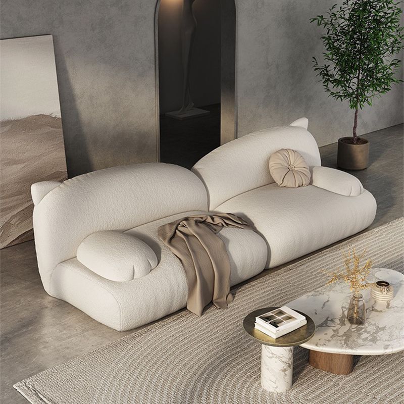 Modernism Cream Cat-Shaped Sofa Pillow Top Arm Wool Sofa - 39.37" D Clearhalo 'furn' 'furn_sofas' 'Furniture' 'Living Room Furniture' 'Sofa' 'sofas' 1200x1200_481f4c32-c5e9-4ec8-bc3d-b46297d2f86e