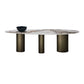 SinteredStoneTop Dining Table Luxury Oval Gold Metal Base Table