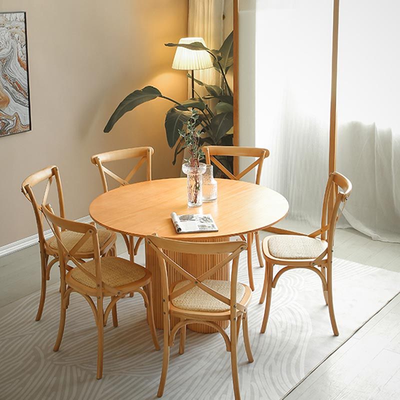 Modern Brown Wood Dining Table Round Dining Table for Kitchen