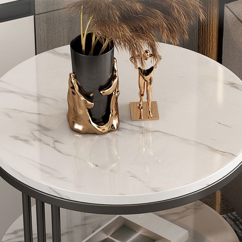 Stone 23.62-inch Tall Modern Frame Side Table 1-shelf 1-Drawer White End Table