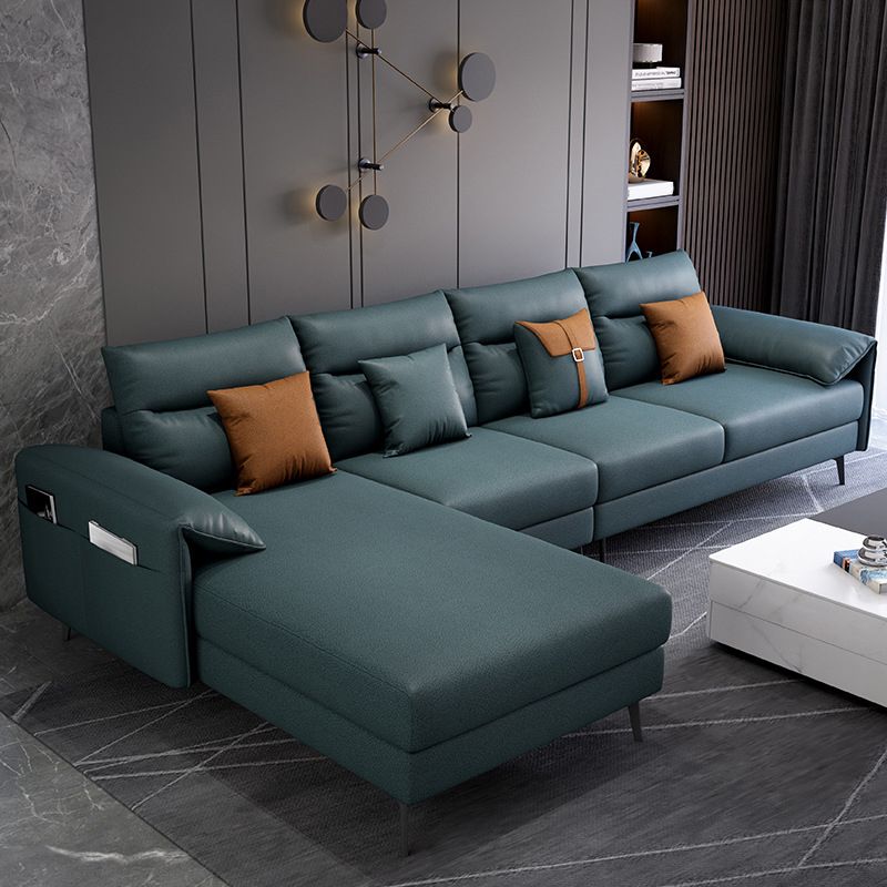 Contemporary Sectional with 4 Pillows Back and Storage Pillow Top Arm Clearhalo 'furn' 'furn_sectionals' 'Furniture' 'Living Room Furniture' 'Sectionals' 1200x1200_4825607b-c9ad-4509-8564-d50b16d819a9