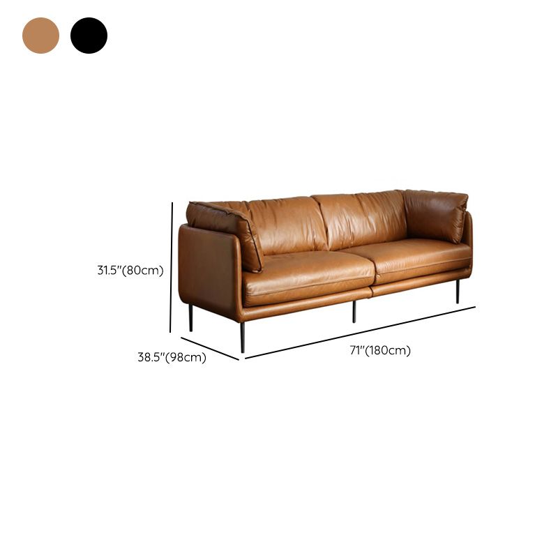 Contemporáneo 31.49 "Sofá de brazo de esmoquin de cuero genuino alto