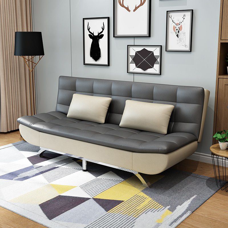Pillow Included Sofa Futon Armless Futon Sofa Bed with Metal Legs