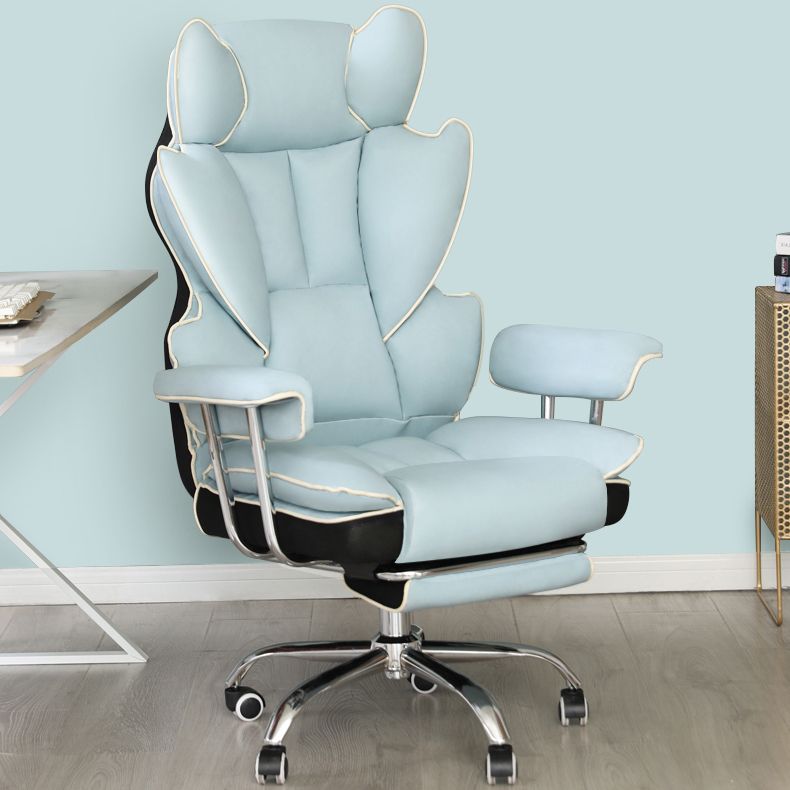 Silver Metal Modern Desk Chair with High Back Leather Conference Chair Clearhalo 'furn' 'furn_office_chair' 'Furniture' 'furniture_office_chair' 'Office Chairs' 'Office Furniture' 'office_chair' 1200x1200_482f8985-349a-4413-a90e-4c79282f11d0