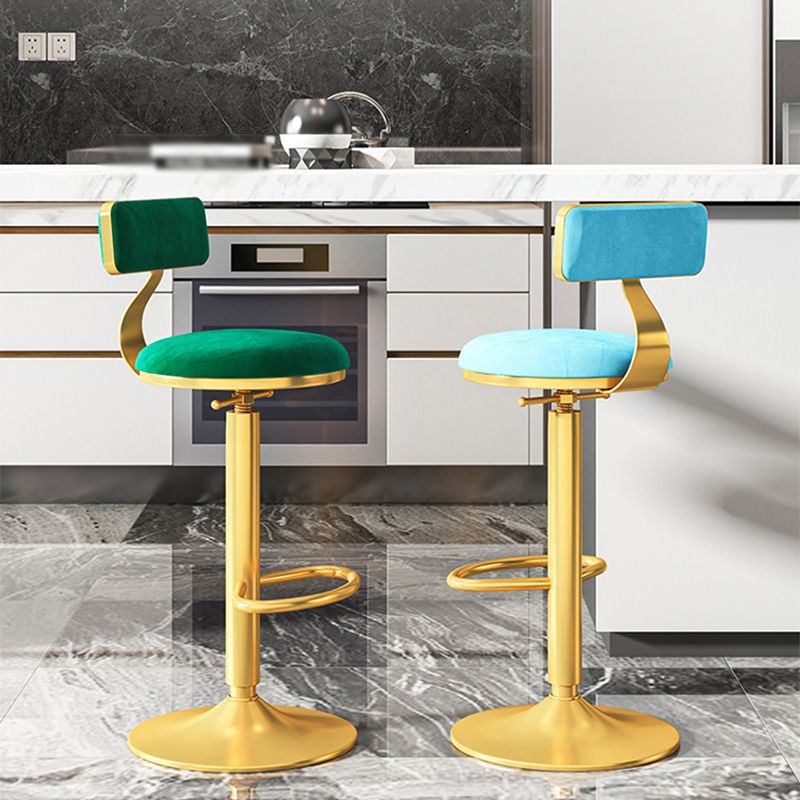 Glam Adjustable Rotatable Counter Stool Iron Kitchen Bar Stool with Velvet Cushion Clearhalo 'Bar Furniture' 'Bar Stools' 'bar_stools' 'furn' 'furn_bar_stools' 'furniture_bar_stools' 'Kitchen & Dining Furniture' 'kitchen&dining_furn' 'kitchen' 'kitchen_furn' Furniture' 1200x1200_48326b5a-6f7f-49f6-9473-c6854fdd3ce4