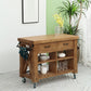 Farmhouse Pine Kitchen Island Cucina rimovibile con cassetto e scaffali