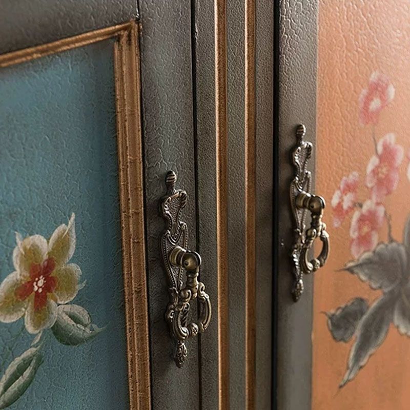 Contemporary Console Table Wood Console Sofa Table in Grey/Champagne