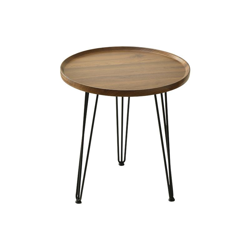 Tavolino contemporaneo a 3 gambe tavolino rotondo in legno in marrone