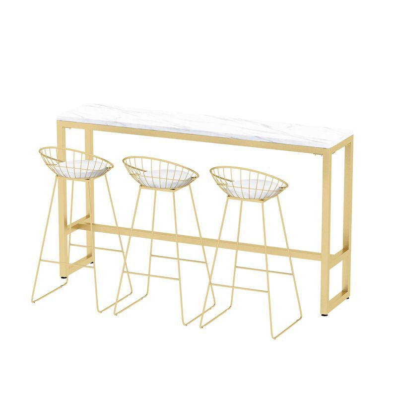 Tavolo da barra rettangolo in stile glam tavolo da pranzo a barre da barino bianco