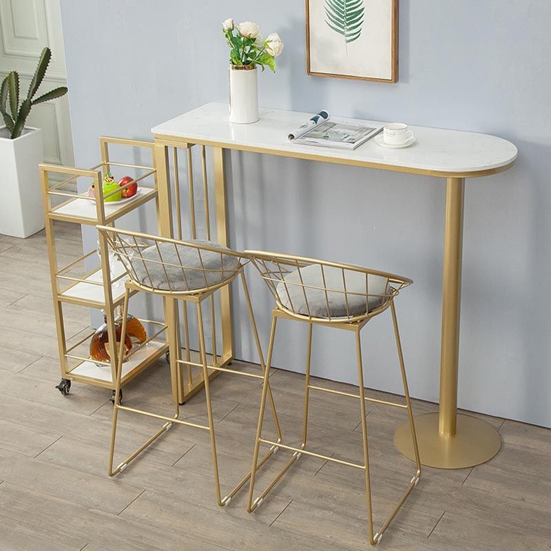 Glam Style Bar Table Faux Marble Bar Wine Table with Double pedestal Clearhalo 'Bar Furniture' 'Bar Tables' 'bar_tables' 'furn' 'furn_bar_tables' 'Furniture' 'Kitchen & Dining Furniture' 1200x1200_483697cc-a9de-4e37-affd-eb3fb880f42e