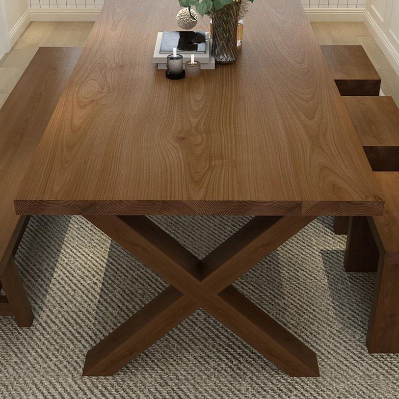 Mesa de comedor de madera de estilo industrial Mesa de comedor rectangular con patas de madera