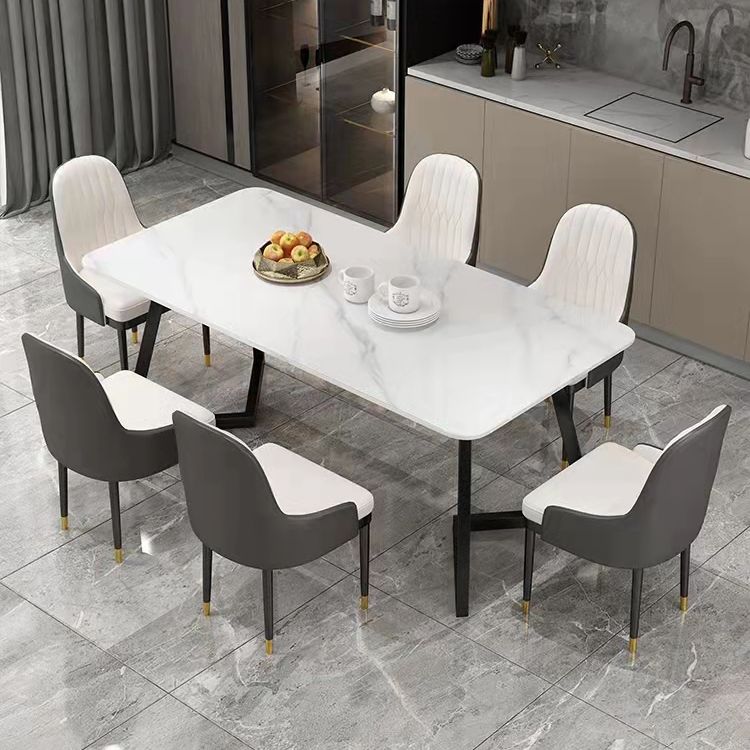 Modern 1/4/5/7 Pieces Dining Set Sintered Stone Dining Table with Leather Chairs Clearhalo 'Dining Room Sets' 'Dining Tables & Seating' 'dining_room_set' 'furn' 'furn_dining_room_set' 'Furniture' 'furniture_dining_room_set' 'Kitchen & Dining Furniture' 'kitchen&dining_furn' 'kitchen' 1200x1200_483831a1-35eb-489b-b9c3-cd9b5fd21579