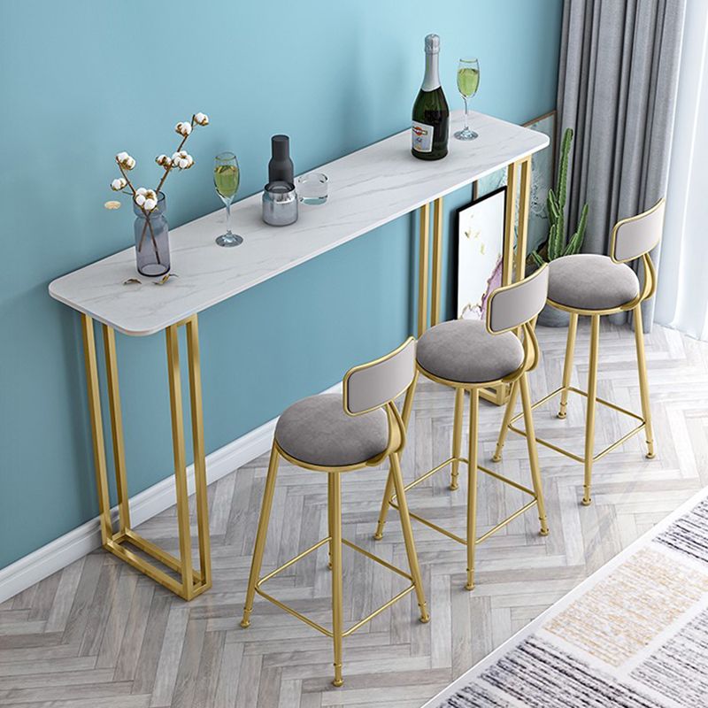 Glam Gold Iron Bar Dining Table Stone Top Indoor Bistro Table with Sled Pedestal Clearhalo 'Bar Furniture' 'Bar Tables' 'bar_tables' 'furn' 'furn_bar_tables' 'Furniture' 'furniture_bar_tables' 'Kitchen & Dining Furniture' 1200x1200_4838bbd6-a1f2-46db-b19c-1c6d1dcfab39