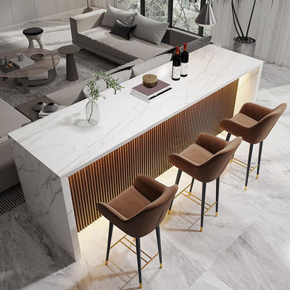 Wit marmeren rechthoekige toonbank Glam binnenbar eettafel