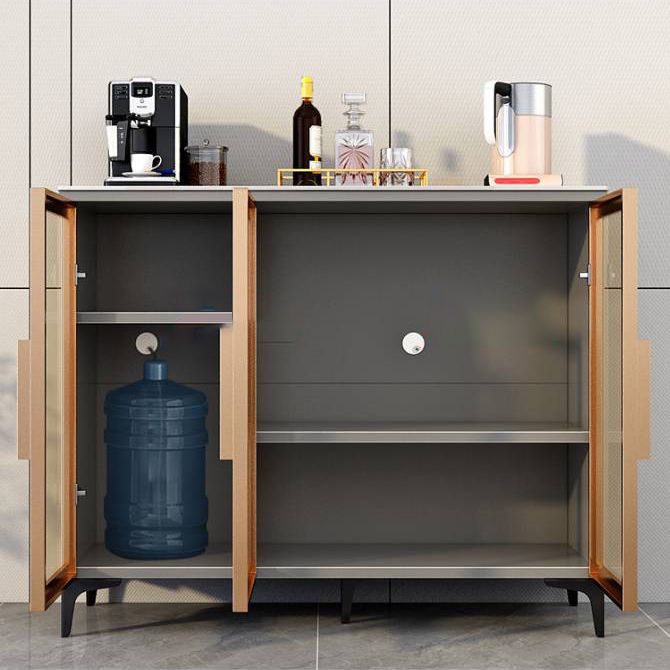 Contemporary Style Buffet Server Glass Doors and Stone Top Kitchen Server for Dining Room Clearhalo 'buffet_sideboard' 'Buffets & Sideboards' 'Furniture' 'furniture_buffet_sideboard' 'Kitchen & Dining Furniture' 1200x1200_483a2170-d3dc-4aa6-bf5c-829af30bbde4