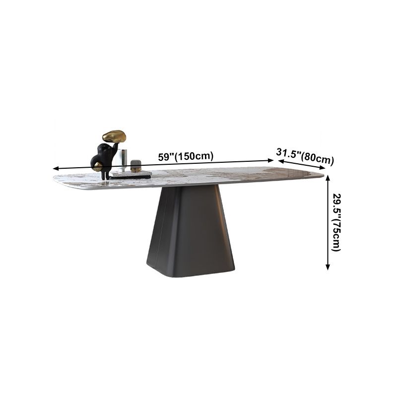 Metal Traditional Luxury Table Rectangle Sintered Stone Dining Table with Pedestal Base Clearhalo ' dining_table' 'Dining Tables & Seating' 'Dining Tables' 'furn' 'furn_dining_table' 'Furniture' 'furniture_dining_table' 'Kitchen & Dining Furniture' 'kitchen&dining_furn' 'kitchen' 'kitchen_dining_table' 1200x1200_483b6ac7-6ba3-4a02-baa2-c440c03a1f02