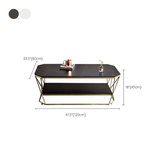 Tavolino da caffè top lussuoso in pietra tavolino da cocktail con scaffale