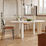 Table de dinette ovale blanche pour salle à manger Table de salle à manger avec dessus en pierre
