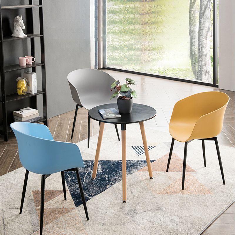 Nordic Style Arm Chair Plastic Home Side Chair with Black Legs 22"x22"x30.3" Clearhalo 'Dining Chairs' 'Dining Tables & Seating' 'dining_chair' 'Furniture' 'furniture_dining_chair' 'Kitchen & Dining Furniture' 1200x1200_483d3f44-5ced-4672-920e-57b2614973fd