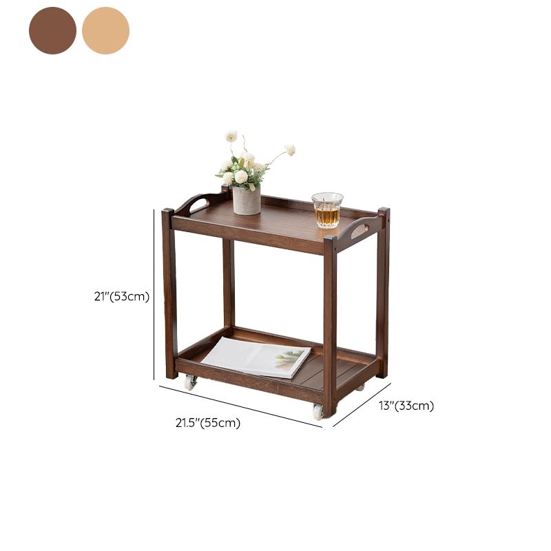 Legno massiccio contemporaneo 4 gambe quadrate a doppio livello tavolino