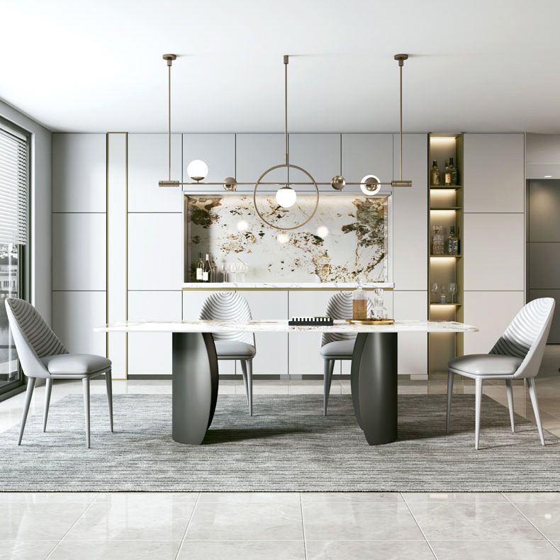 Modern Sintered Stone Table Dining Rectangle Table with Metal Legs for Home Use Clearhalo 'Dining Tables & Seating' 'Dining Tables' 'dining_table' 'furn' 'furn_dining_table' 'Furniture' 'Kitchen & Dining Furniture' 1200x1200_483ea96f-1aa2-4088-a954-461e0350a299