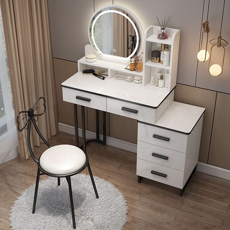 White Mirrored Vanity Bedroom Make-up Vanity Table Set with 5 Drawers Clearhalo 'Bedroom Furniture' 'furn' 'furn_makeup_vanities' 'Furniture' 'Makeup Vanities' 'makeup_vanities' 1200x1200_483ec5c6-0620-4f31-91f7-16614c46fe62