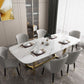 Luxury Sintered Stone Top Table Rectangle Table with Trestle Base in Gold Clearhalo 'Dining Tables & Seating' 'Dining Tables' 'dining_table' 'furn' 'furn_dining_table' 'Furniture' 'furniture_dining_table' 'Kitchen & Dining Furniture' 'kitchen' 'kitchen_dining_table' 1200x1200_483ef57c-9e79-4824-8e71-e3df9daa7322