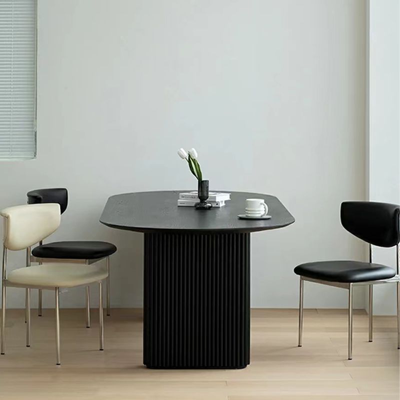 Black Double Pedestal Table Oval Solid Wood Dining Table for Home Kitchen Dinner