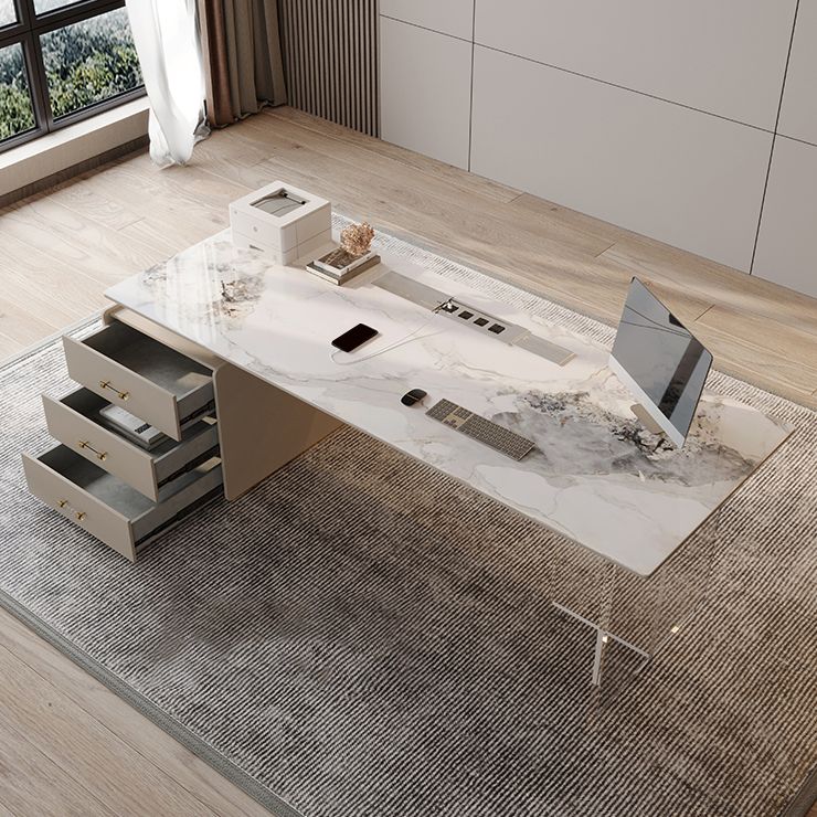 Destina di ufficio in pietra contemporanea 3-cassetti 23,62 "W di scrittura