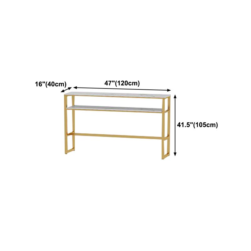 Glam Rectangle Faux Marble Bistro Table Indoor Iron Bar Dining Table with Trestle Pedestal Clearhalo 'Bar Furniture' 'Bar Tables' 'bar_tables' 'furn' 'furn_bar_tables' 'Furniture' 'furniture_bar_tables' 'Kitchen & Dining Furniture' 1200x1200_4840882b-48cc-451c-8c93-132772008a13