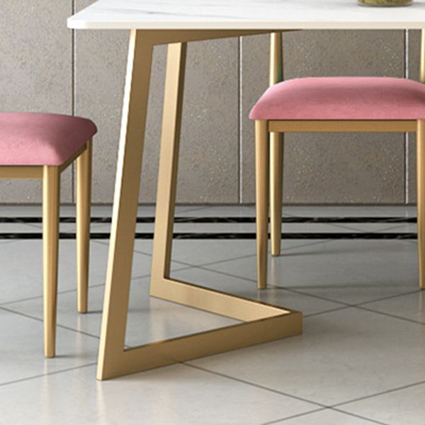 Glam White and Gold Dinette Set 1/2/5/7 Pieces Rectangle Stone Dining Table Set Clearhalo 'Dining Room Sets' 'Dining Tables & Seating' 'dining_room_set' 'furn' 'furn_dining_room_set' 'Furniture' 'Kitchen & Dining Furniture' 1200x1200_4840a027-7db1-47f8-a122-f94612363665
