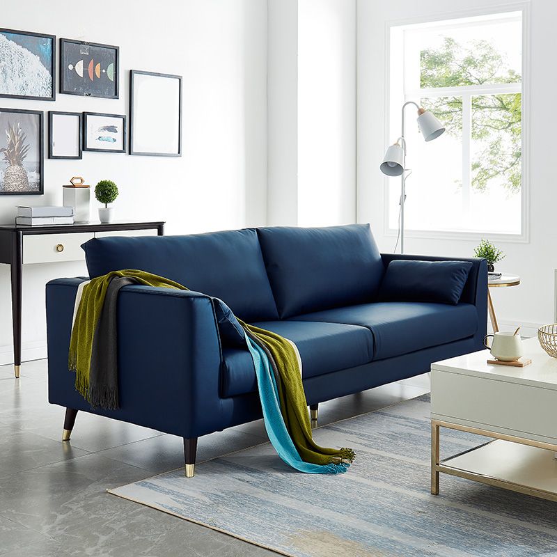 Contemporary Faux Leather Square Arm Sofa Cushions Standard Sofa