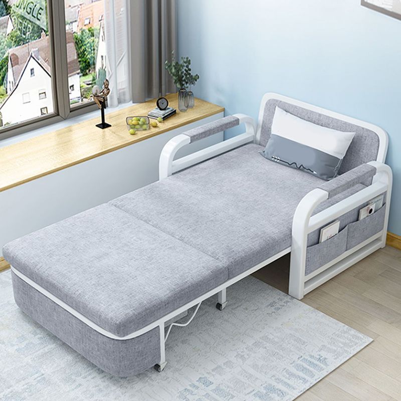 Foldable Linen Sleeper Sofa with Storage 30.7" Wide Gray Contemporary Clearhalo 'furn' 'furn_futons' 'Furniture' 'Futons & Daybeds' 'Futons' 'Living Room Furniture' 1200x1200_48427254-34e8-407b-b096-15bd54faad3e