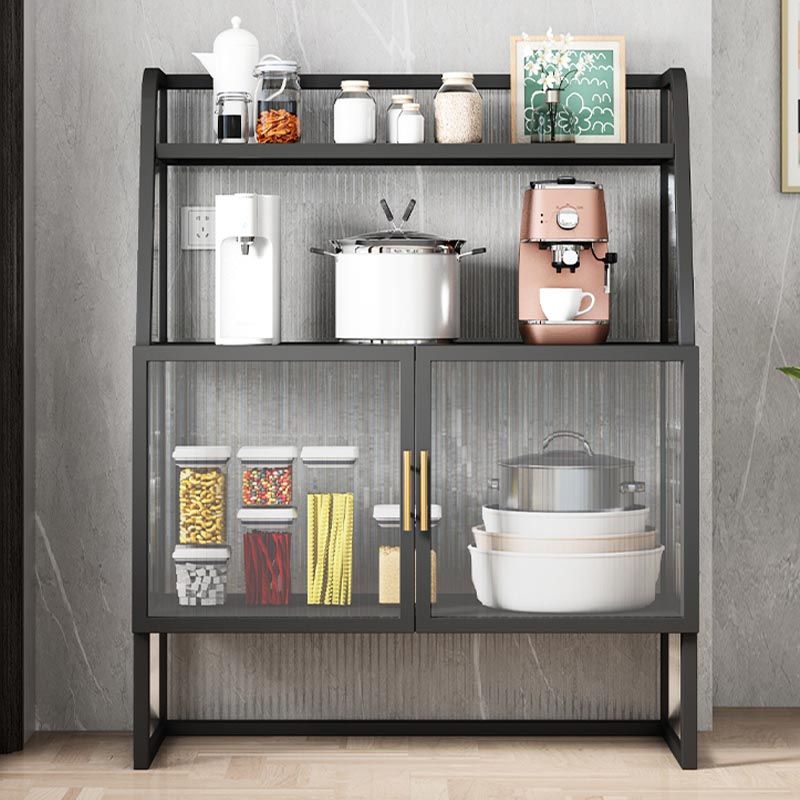 Aparador de metal para la sala de estar servidor de comedor con 2 puertas de vidrio