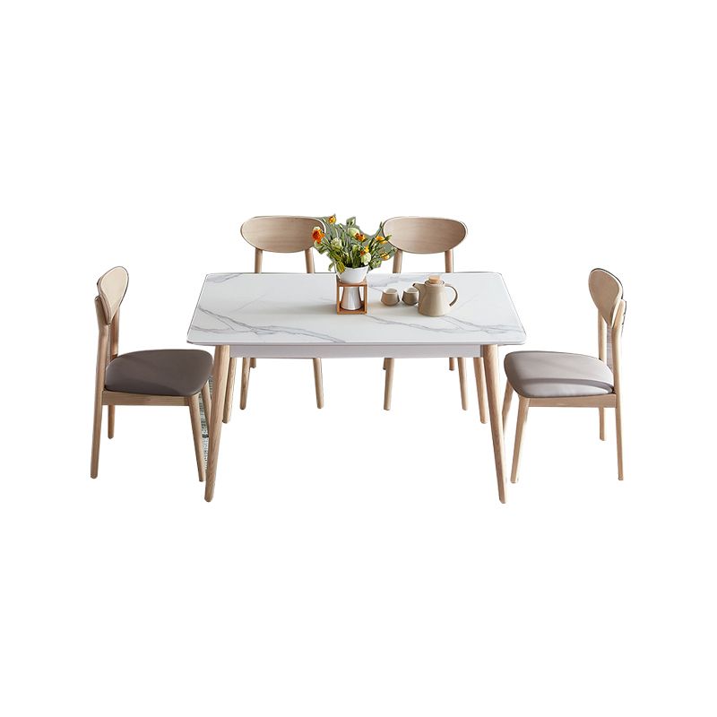 2/5/7 Pieces Modern Rectangle Glass Top Wooden Frame Dining Set for Home