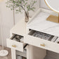 Contemporary White Slate Dresser 31.1-In High Vanity Dressing Table Set with Drawers