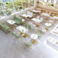 Industrial Wooden White Table for Restaurant Dining Table with Metal Base in Gold