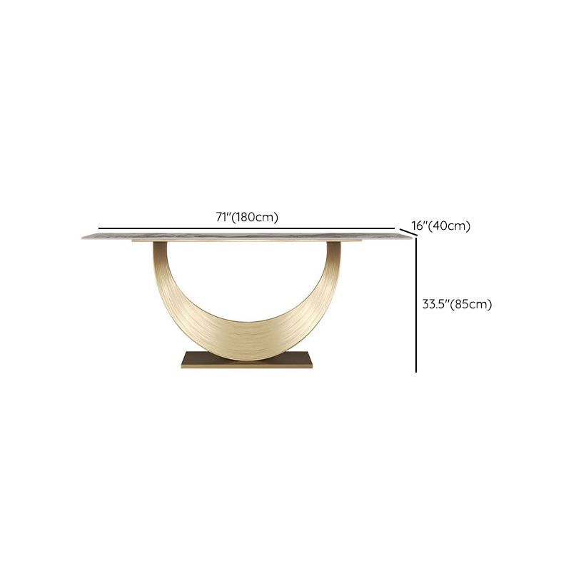 Glam Rectangle Console Accent Table Stone Console Sofa Table for Hall