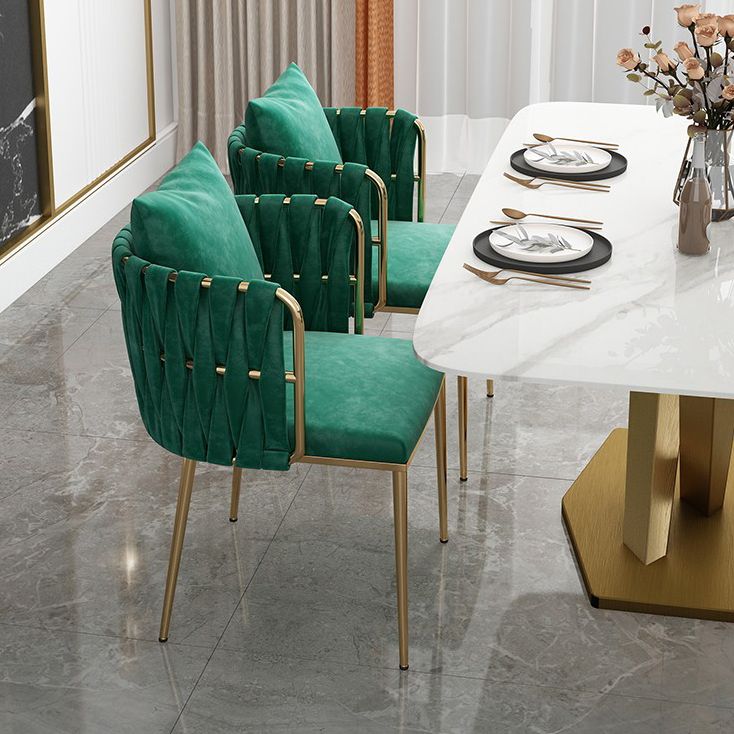 Contemporary Metal Dining Room Chairs Velvet Armless Dining Chairs for Home Use Clearhalo ' kitchen&dining_furn' 'Dining Chairs' 'Dining Tables & Seating' 'dining_chair' 'furn' 'furn_dining_chair' 'Furniture' 'furniture_dining_chair' 'Kitchen & Dining Furniture' 'kitchen' 1200x1200_484a3fbf-330e-4351-8f30-1bb294b77472