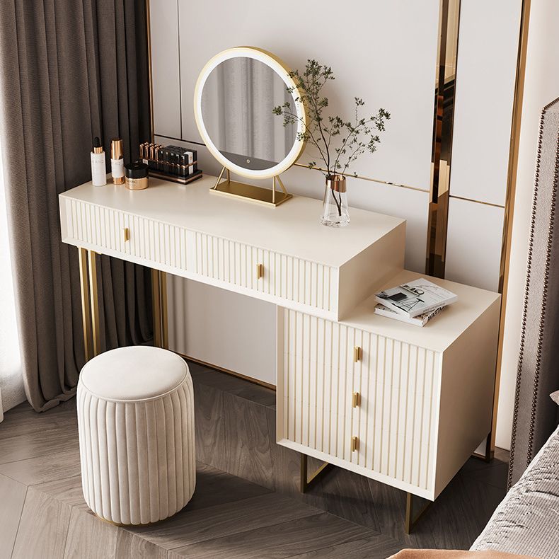 15.74" Wide Dresser with 5 Storage Drawers Cream Vanity Table Glam Style