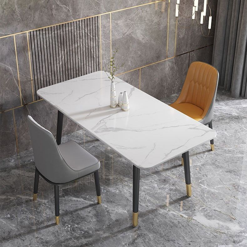 Rectangular Sintered Stone Dining Table Luxury Furniture with 4 Legs in Matte Finish Home Clearhalo 'Dining Tables & Seating' 'Dining Tables' 'dining_table' 'furn' 'furn_dining_table' 'Furniture' 'Kitchen & Dining Furniture' 1200x1200_484cfc4e-1146-4ba5-9136-bd2c5f5cd5ff