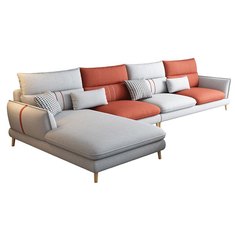 Flared Arm Sectional Sofa Modern 4-seater Fabric Sectional in Grey Clearhalo 'furn' 'furn_sectionals' 'Furniture' 'Living Room Furniture' 'Sectionals' 1200x1200_484e8c64-ff69-44e2-95c6-45246efe9500