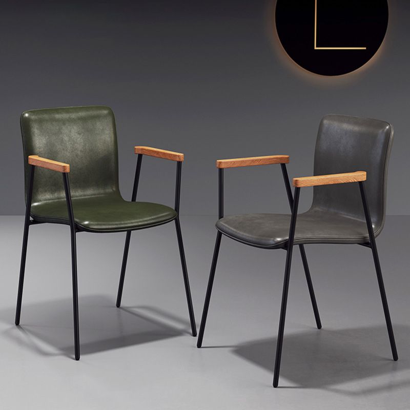 Industrial Faux Leather Dining Chairs Indoor-Outdoor Arm Chair Clearhalo 'Dining Chairs' 'Dining Tables & Seating' 'dining_chair' 'furn' 'furn_dining_chair' 'Furniture' 'Kitchen & Dining Furniture' 1200x1200_48503b47-504f-451c-bda8-75e1d98966cc