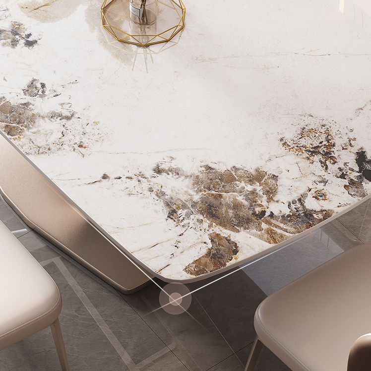 Mesa de comedor rectangular Juego de comedor de piedra 1/5/7 PCS con sillas tapizadas