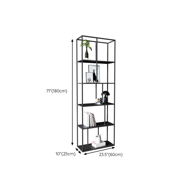 Modern Style Open Back Bookcase Metal Frame Bookshelf in Black
